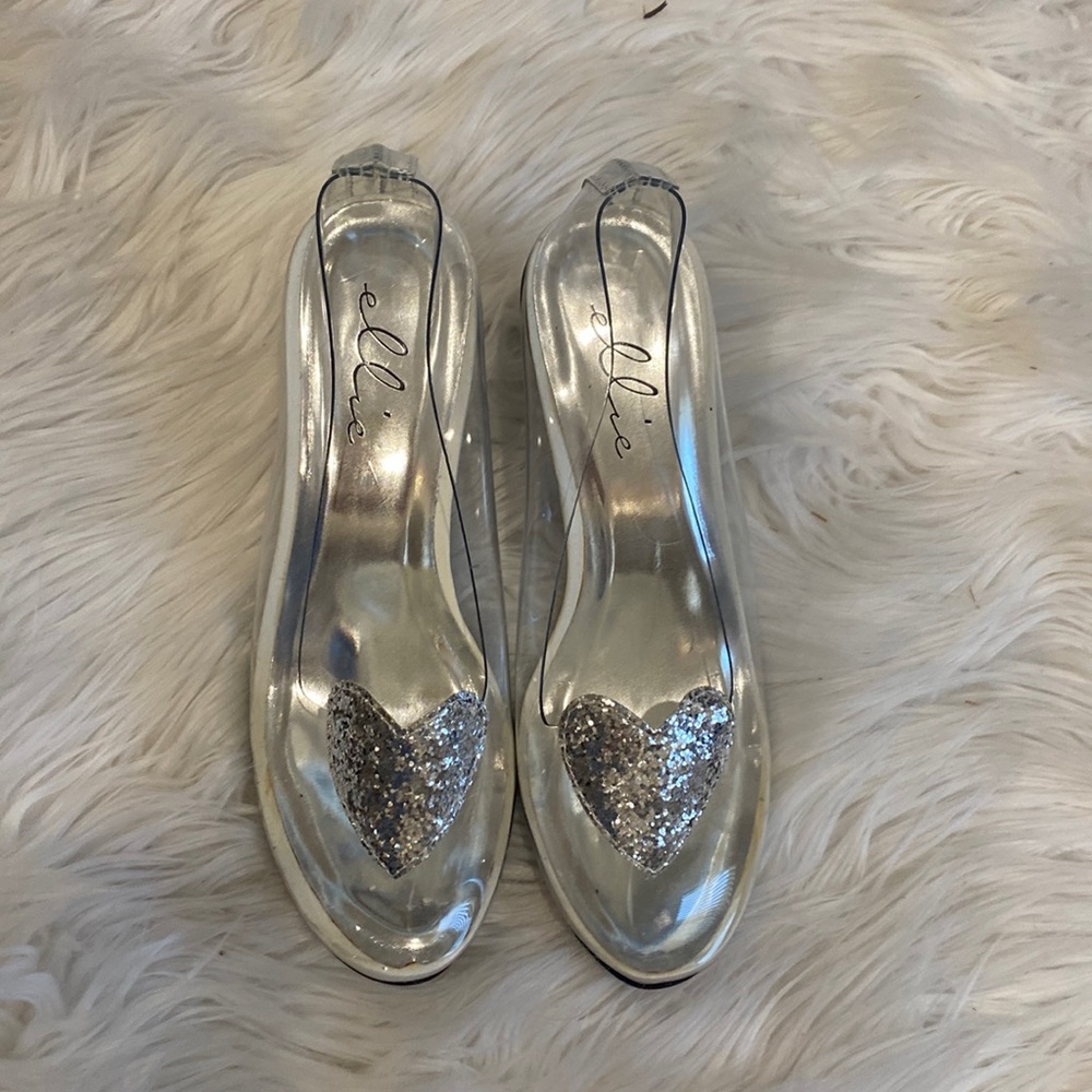 Clear Cinderella block heels